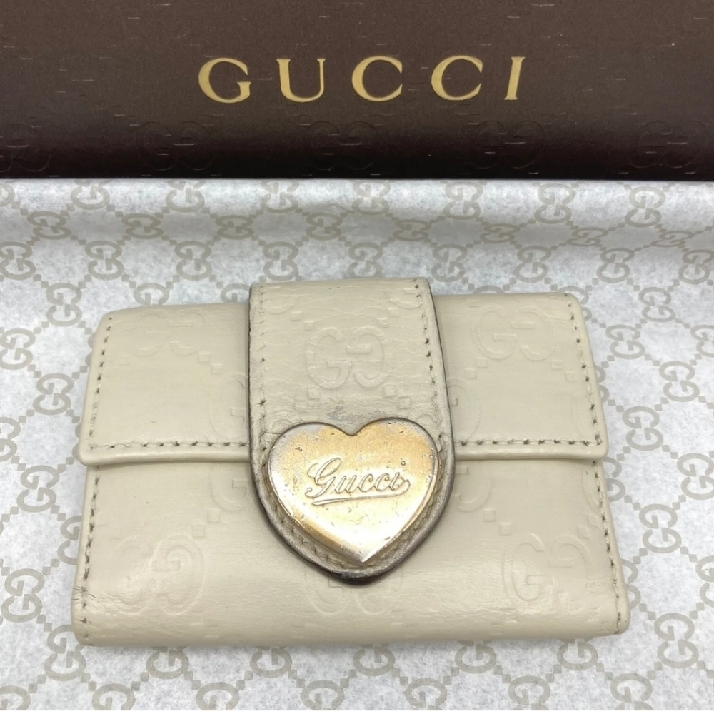 🤍▪️GUCCI ▪️ Key case holder Leather ivory Guccissima